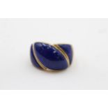 9ct gold vintage lapis lasuli set cocktail ring (5.5g) Size P