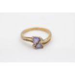 9ct gold tanzanite and diamond set dress ring (2g) Size N