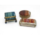 3x agate snuff box/riing boxes