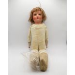 Vintage FRENCH Composite Head & Leather Jointed Body DOLL With Original Hair // Approx Dimensions