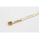 18ct gold citrine and cz set pendant necklace (3.2g)