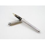 Vintage SHEAFFER Targa Silver Plated FOUNTAIN PEN w/ 14ct Gold Nib WRITING // Vintage SHEAFFER Targa