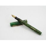 Vintage SHEAFFER Green Lacquer FOUNTAIN PEN w/ Gold Plate Nib, Banding WRITING // Vintage SHEAFFER