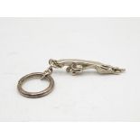 Stamped .925 STERLING SILVER Jaguar Car Mascot Keyring (35g) // Diameter - 6.5cm In vintage