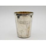 Vintage Hallmarked 1977 Edinburgh STERLING SILVER Just a Thimble Shot Cup (35g) // w/ Fitted Case