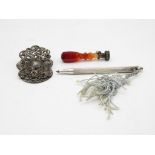 3 x Antique / Vintage Hallmarked .925 STERLING SILVER Desk Accessories (40g) // Inc Banded Wax Seal,