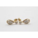 9ct white and yellow gold diamond five stone teardrop stud earrings (1.3g)