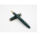 Vintage PARKER Duofold Green FOUNTAIN PEN w/ 14ct Gold Nib WRITING // Vintage PARKER Duofold Green