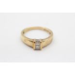 9ct gold vintage princess cut diamonds set band ring (2.9g) Size O