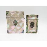 2 x Antique / Vintage Mother of Pearl & Abalone Shell Calling Card Cases // In antique / vintage