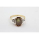 18ct gold vintage andalusite and diamond set cocktail ring (4g) Size P