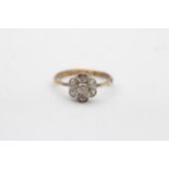 18ct gold antique single cut diamond set cluster ring (2.2g) Size I+1/2