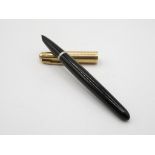 Vintage PARKER 51 Black FOUNTAIN PEN w/ Rolled Gold Cap WRITING