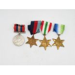 4 WW2 medals including atlantic and italy stars