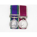 ER11 mounted medal pair. C.S.M northern Iceland Long service . Named LH533H53. S Sgt P E Clarke. A.