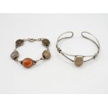 Two Silver Agate Bracelets (40g)