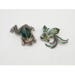 Two Silver Marcasite Brooches Including A Fish And A Frog (33g)