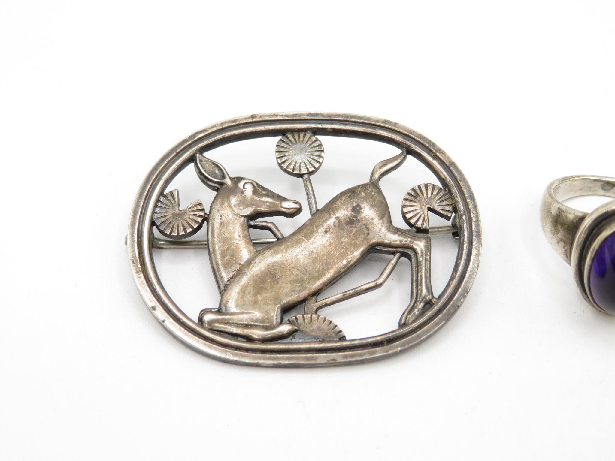 A Silver Brooch And Ring By Georg Jensen (27g) - Image 2 of 5