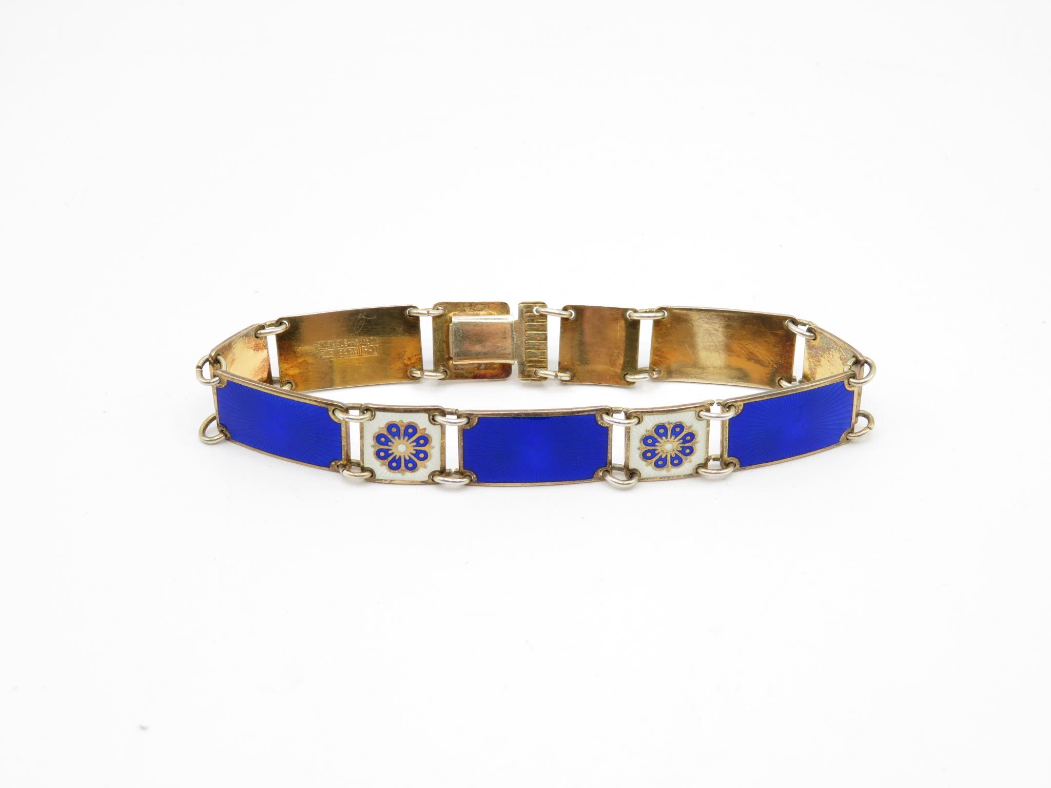 A Silver Enamel Panel Bracelet By David Anderson (21g)