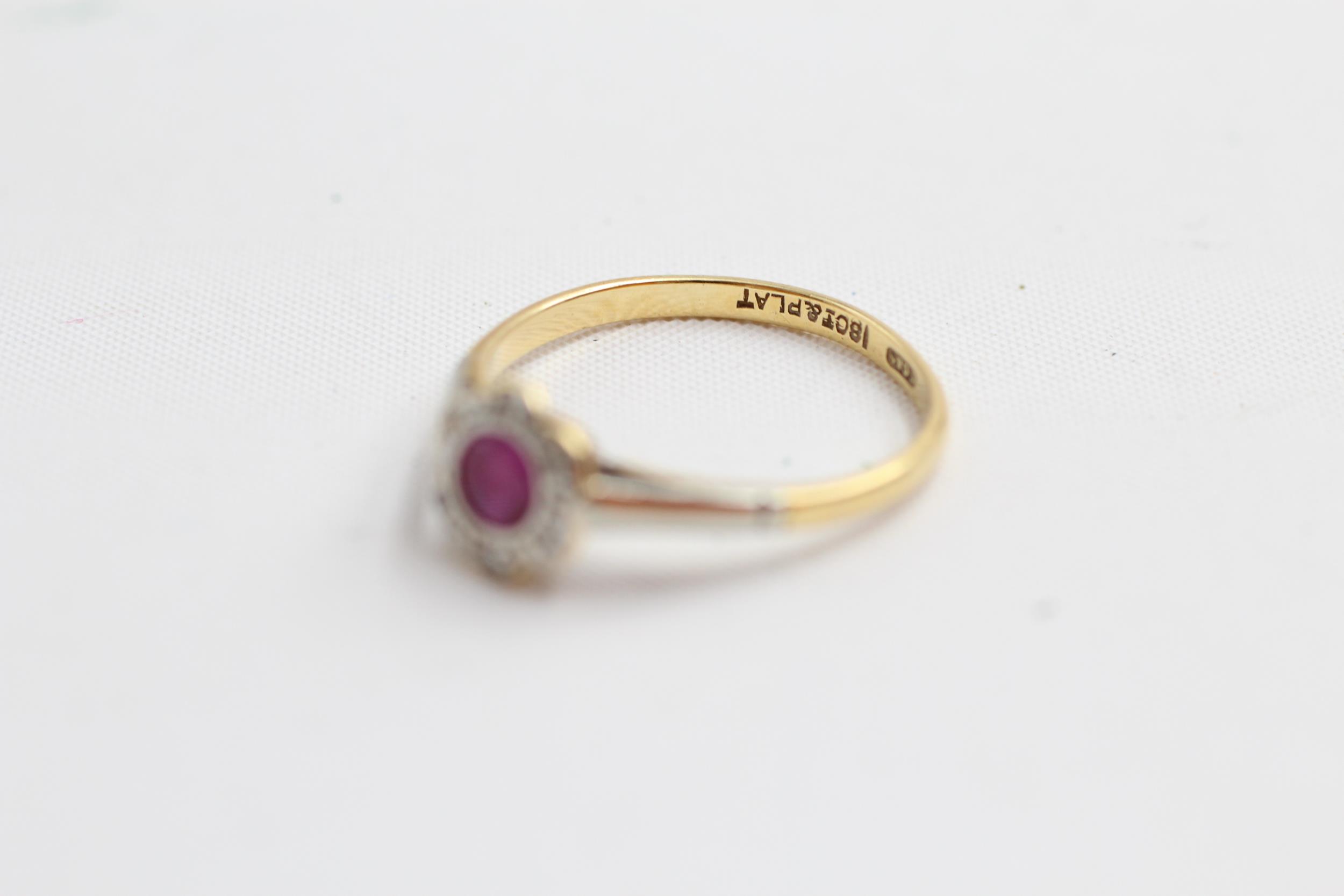18ct gold diamond & ruby dress ring (2.3g) Size O - Image 3 of 4