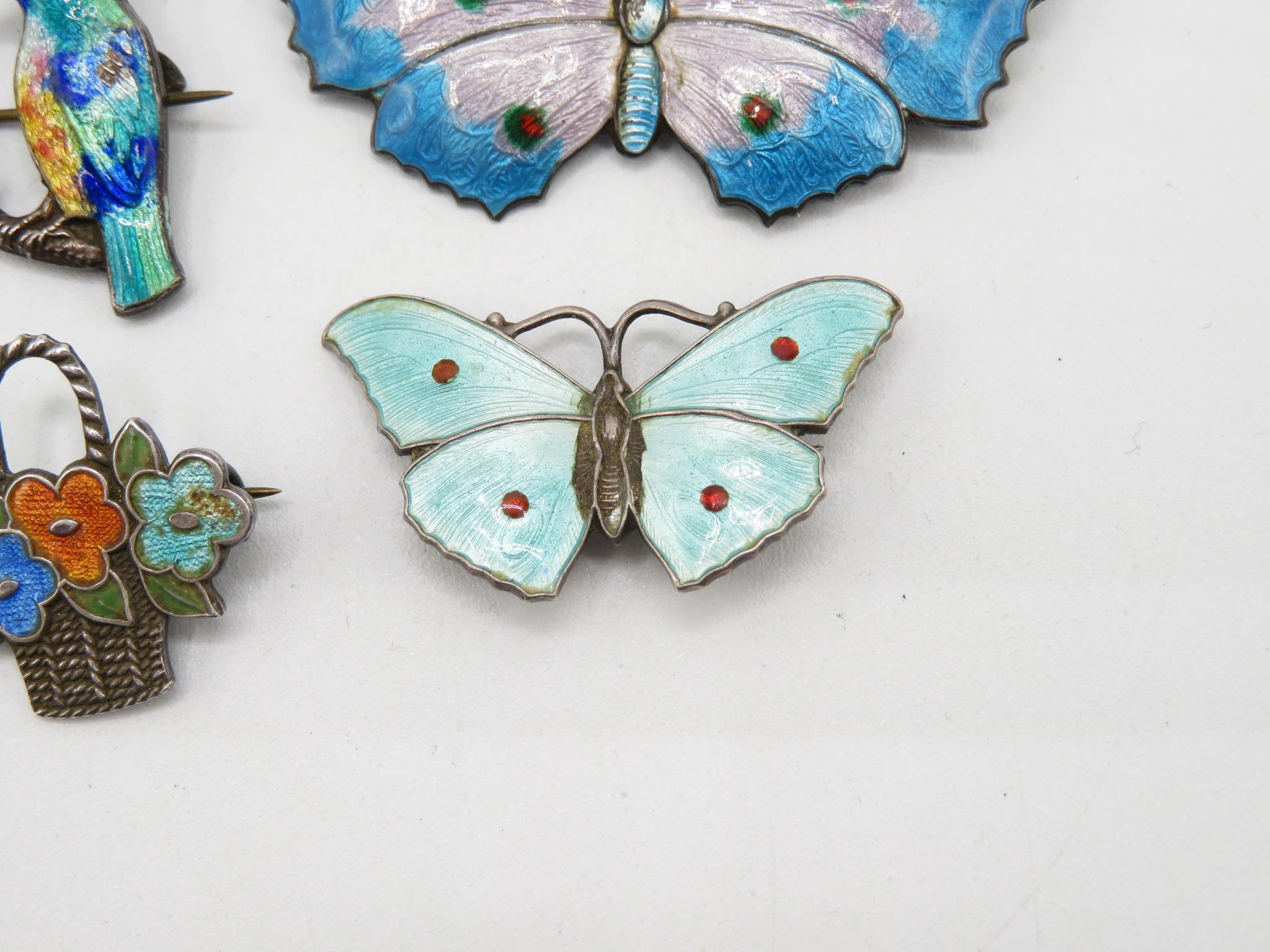 Four Antique Silver Enamel Brooches (25g) - Image 3 of 6