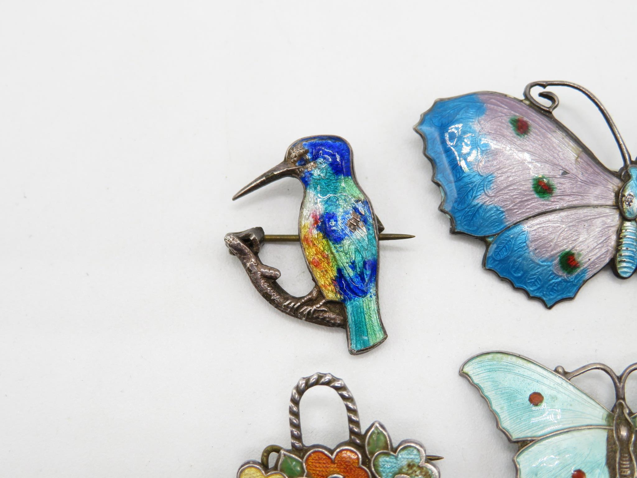 Four Antique Silver Enamel Brooches (25g) - Image 5 of 6