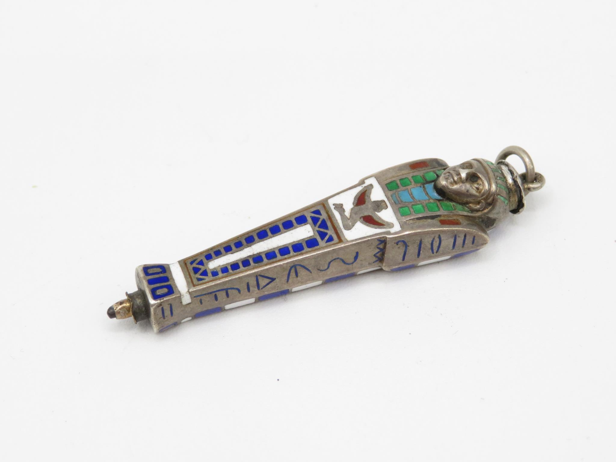 A Collection Of 19th And Early 20th Century Egyptian Revival Jewellery Including A Silver Pencil ( - Image 2 of 8