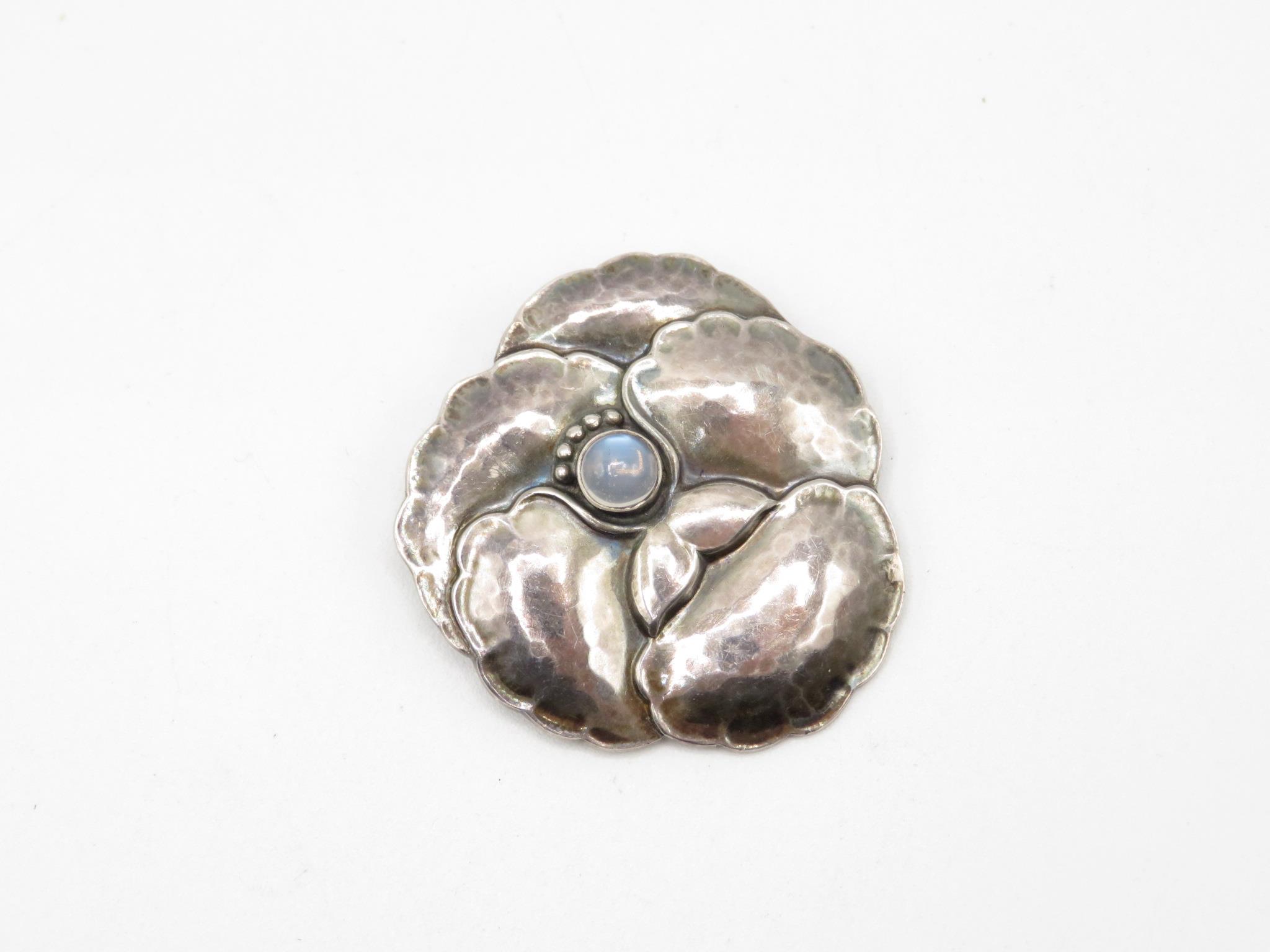 A Silver Moonstone Brooch By Georg Jensen (12g) - Image 2 of 3