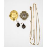 A Collection Of Antique Jewellery Pieces Including A Mourning Brooch