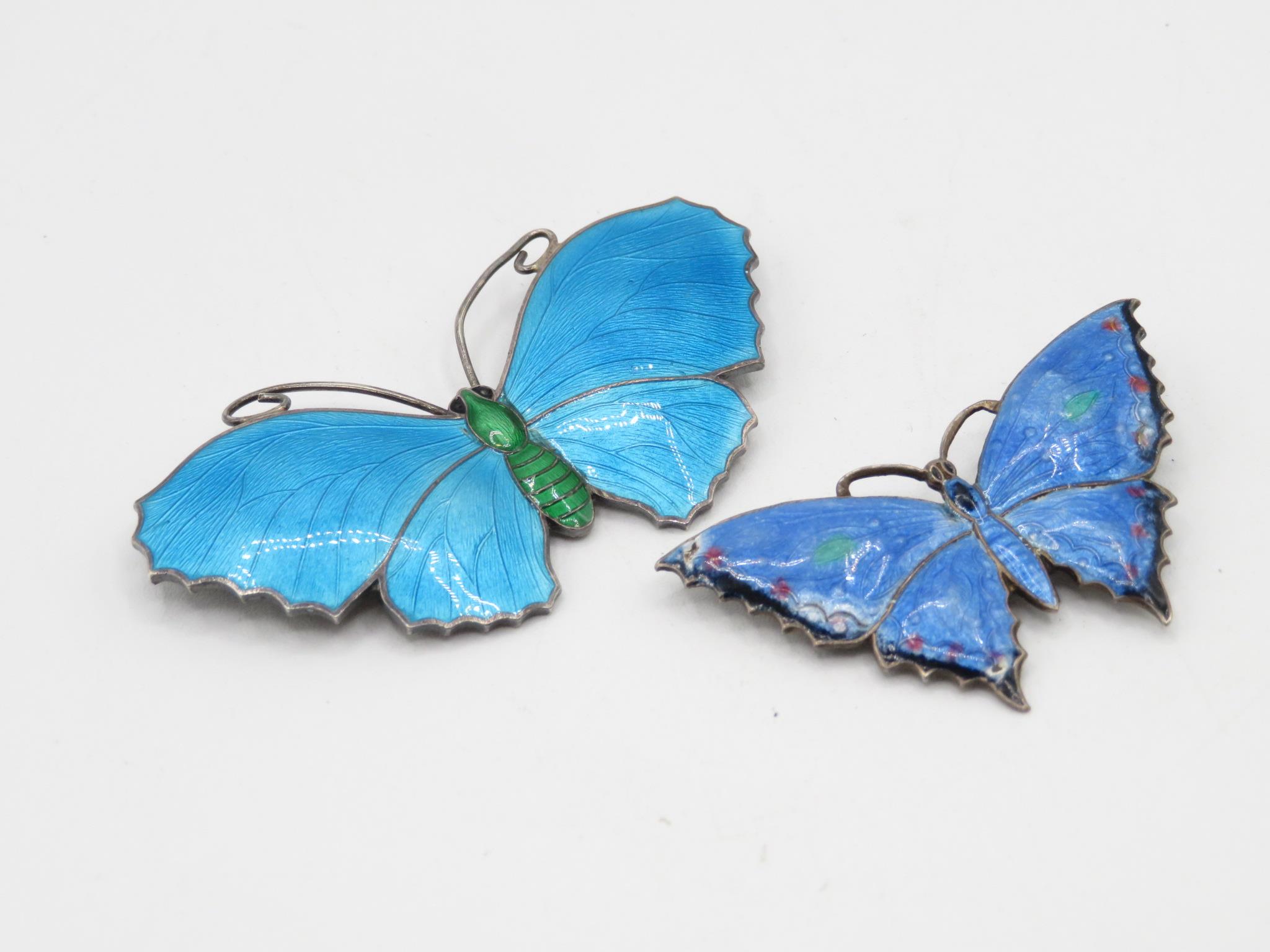 Two Silver Enamel Butterfly Brooches (32g) - Image 2 of 5