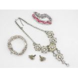 A Collection Of Vintage Rhinestone Jewellery Including A Bracelet By Weiss