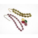 A Selection Of Vintage Glass Jewellery Including A 1940s Brooch And Agate Glass Necklace