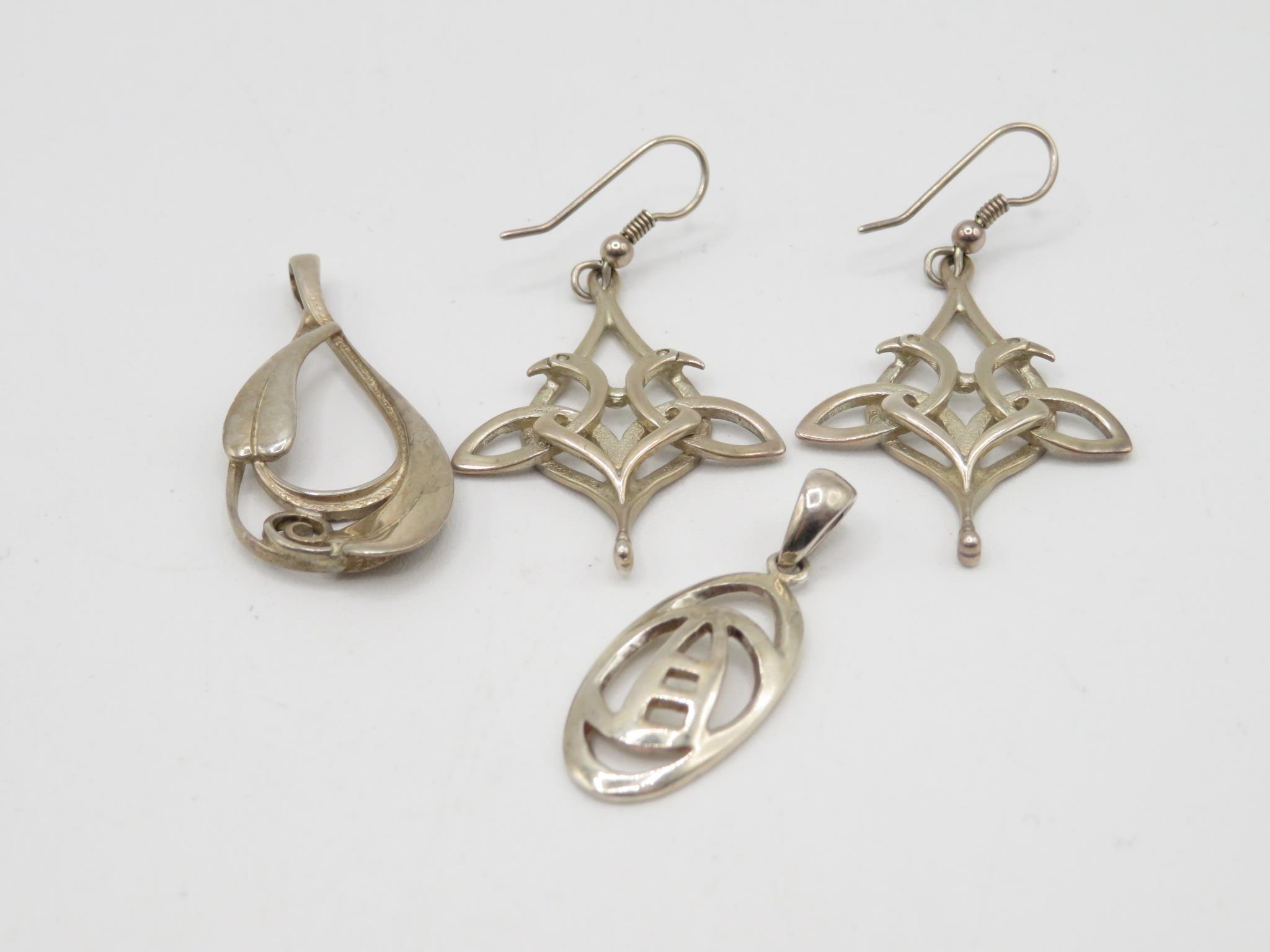 Two Silver Pendants And A Pair Of Earrings By Ola Gorie (16g)
