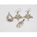 Two Silver Pendants And A Pair Of Earrings By Ola Gorie (16g)