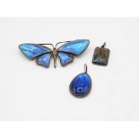 Three Silver Butterfly Wing Jewellery Pieces (24g)