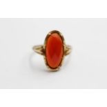 14ct gold carnelian single stone ring (2.7g) Size N