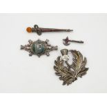 Four Silver Scottish Brooches Including Victorian Examples (35g)