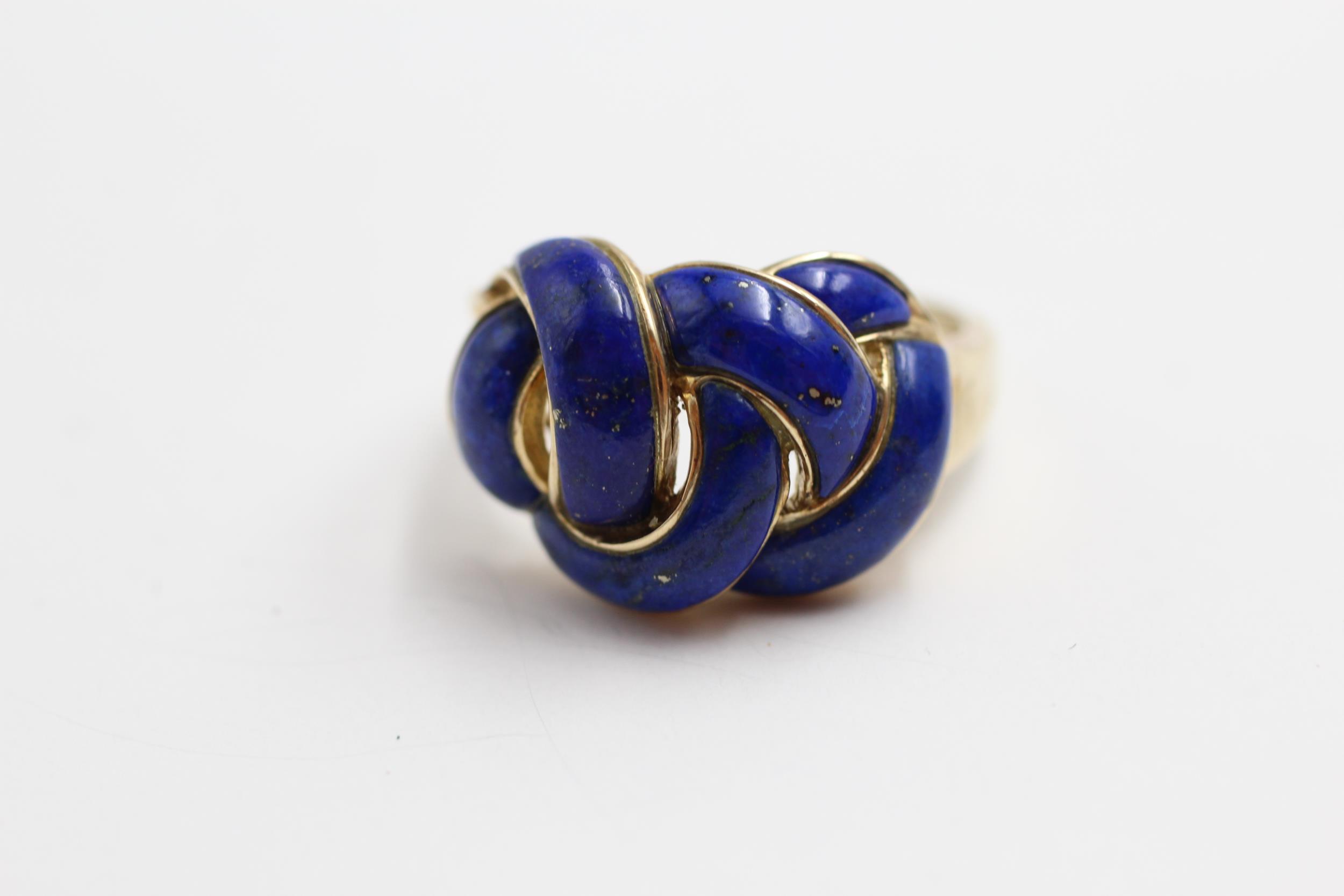 9ct gold lapis lazuli knot ring (5.4g) Size S