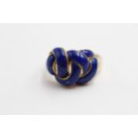 9ct gold lapis lazuli knot ring (5.4g) Size S