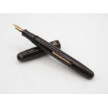 Vintage MABIE TODD Swan Self Filler Brown FOUNTAIN PEN w/ 14ct Gold Nib WRITING