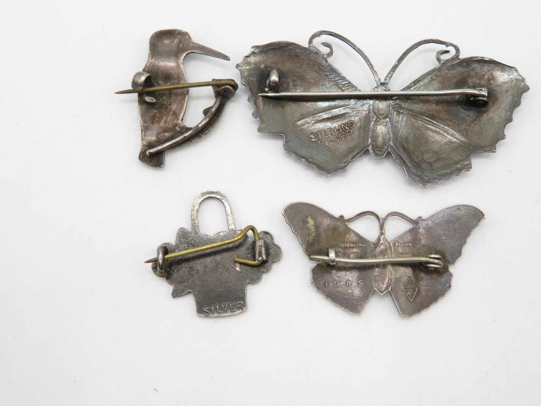 Four Antique Silver Enamel Brooches (25g) - Image 6 of 6