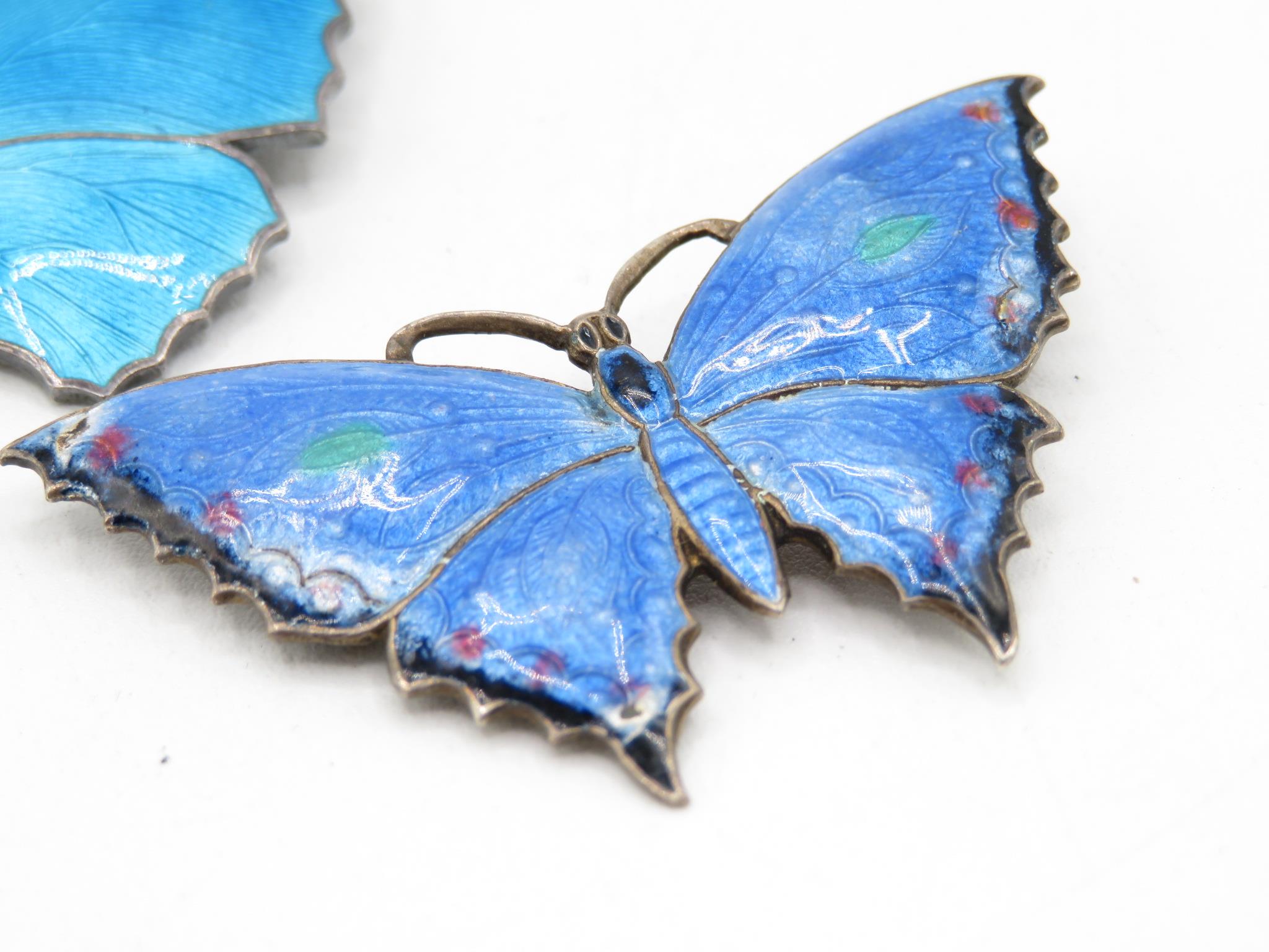 Two Silver Enamel Butterfly Brooches (32g) - Image 3 of 5