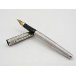 Vintage PARKER 75 Silver Plated FOUNTAIN PEN w/ 14ct Gold Nib WRITING