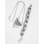 A Silver Moonstone Necklace And Bracelet (67g)