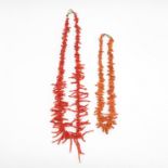 Two Antique Coral Branch Necklaces