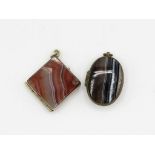 Two Victorian Banded Agate Lockets