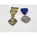 2 x hallmarked silver masonic jewels inc 1914-1918 Hallstone and Queen Victoria 1897 Jubilee. 66g