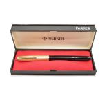 Vintage PARKER 51 Black FOUNTAIN PEN w/ Rolled Gold Cap WRITING Boxed