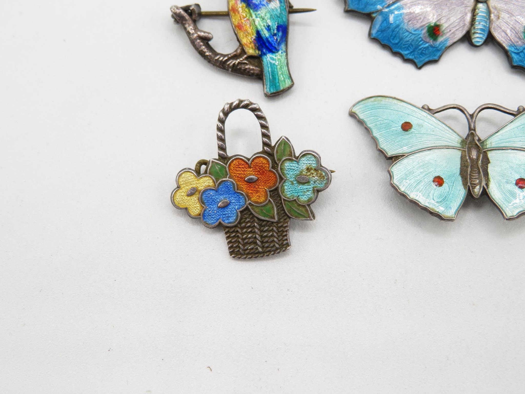 Four Antique Silver Enamel Brooches (25g) - Image 4 of 6