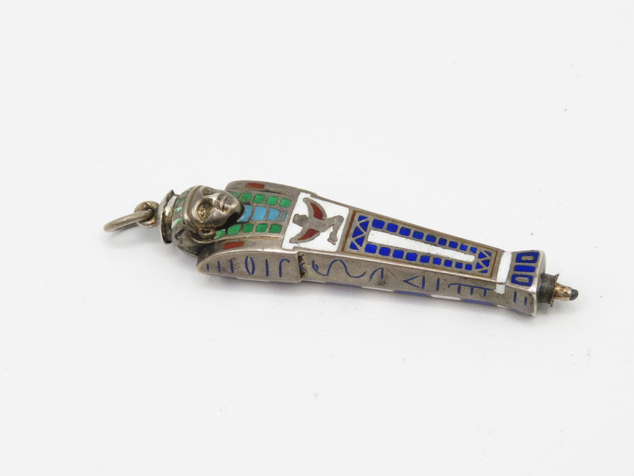 A Collection Of 19th And Early 20th Century Egyptian Revival Jewellery Including A Silver Pencil ( - Image 3 of 8